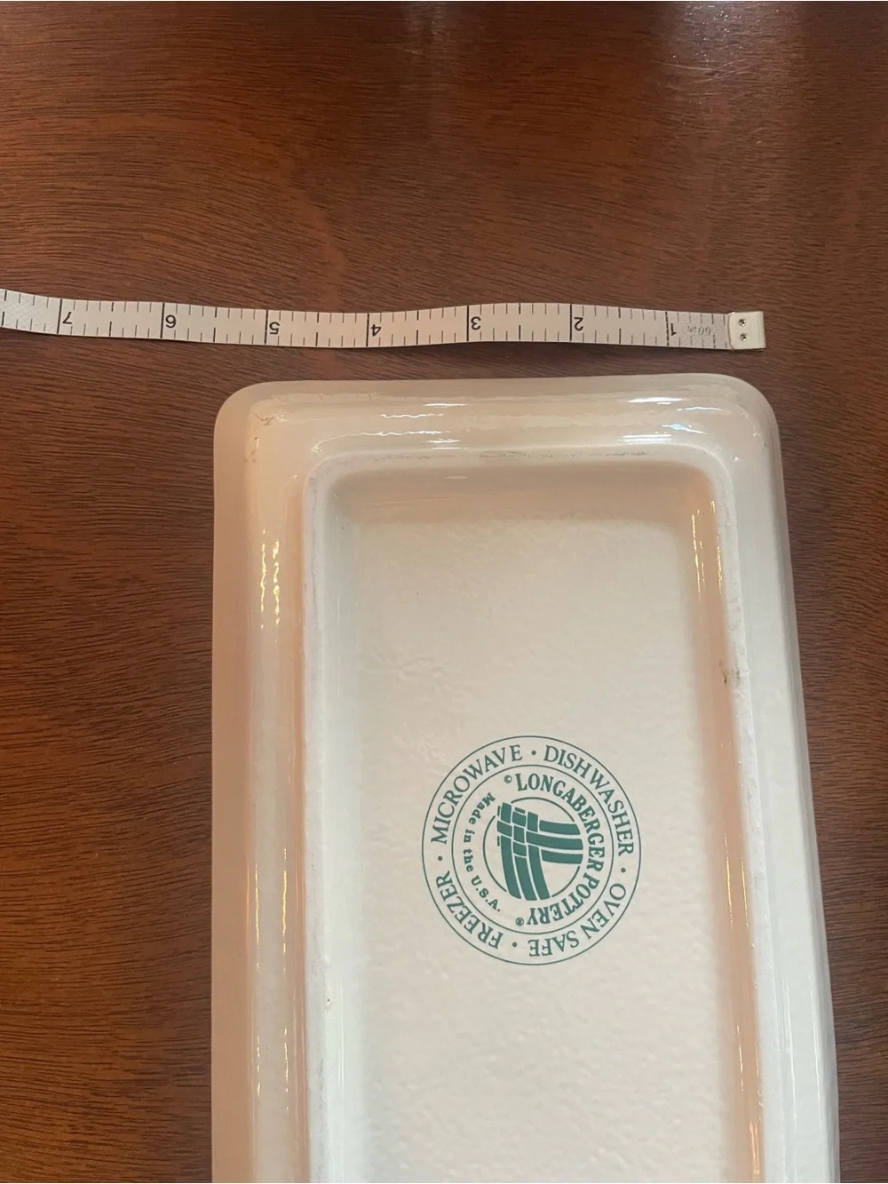 Longaberger Pottery Woven Traditions Ivory Rectangular Serving Tray 8.5